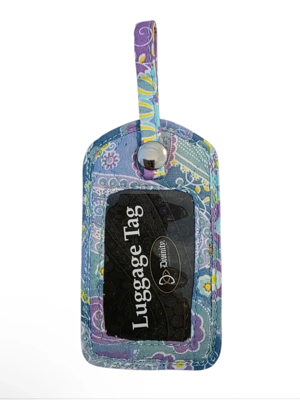 Quilted Paisley Cross Luggage Tag – Blue/Purple